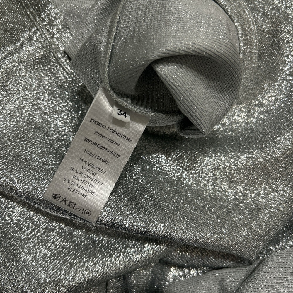 Paco Rabanne silver asymmetric ruched midi dress - Picture 9 of 15